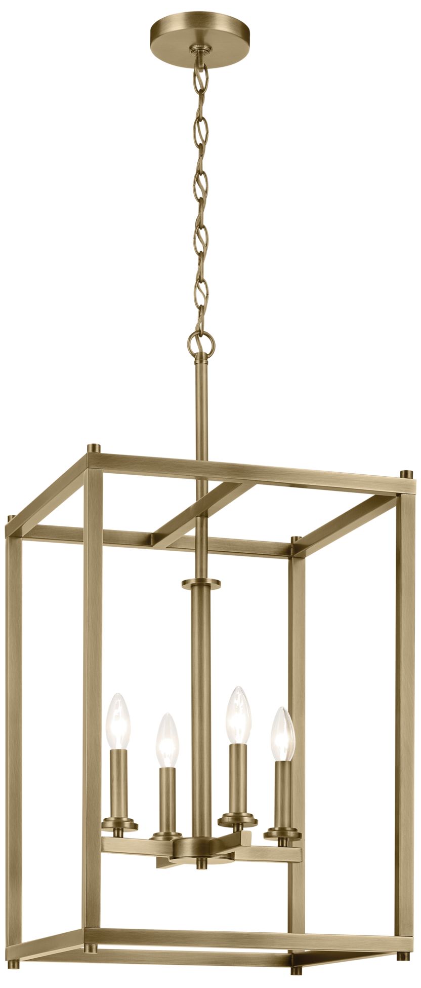 Kichler Crosby 16" Wide Natural Brass Square Clear Foyer Pendant