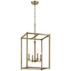 Kichler Crosby 16" Wide Natural Brass Square Clear Foyer Pendant