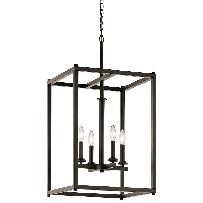 Image 2 Kichler Crosby 16 inch Wide Olde Bronze 4-Light Open Cage Foyer Pendant