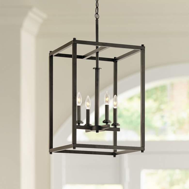 Image 1 Kichler Crosby 16 inch Wide Olde Bronze 4-Light Open Cage Foyer Pendant