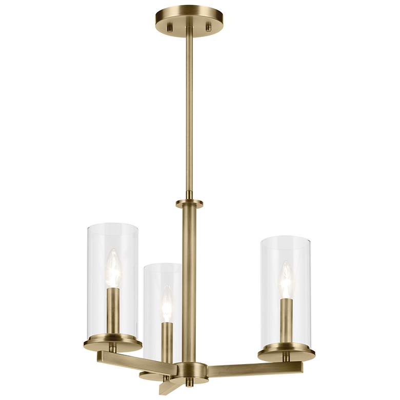 Image 1 Kichler Crosby 18" Wide 3-Light Natural Brass Clear Glass Chandelier