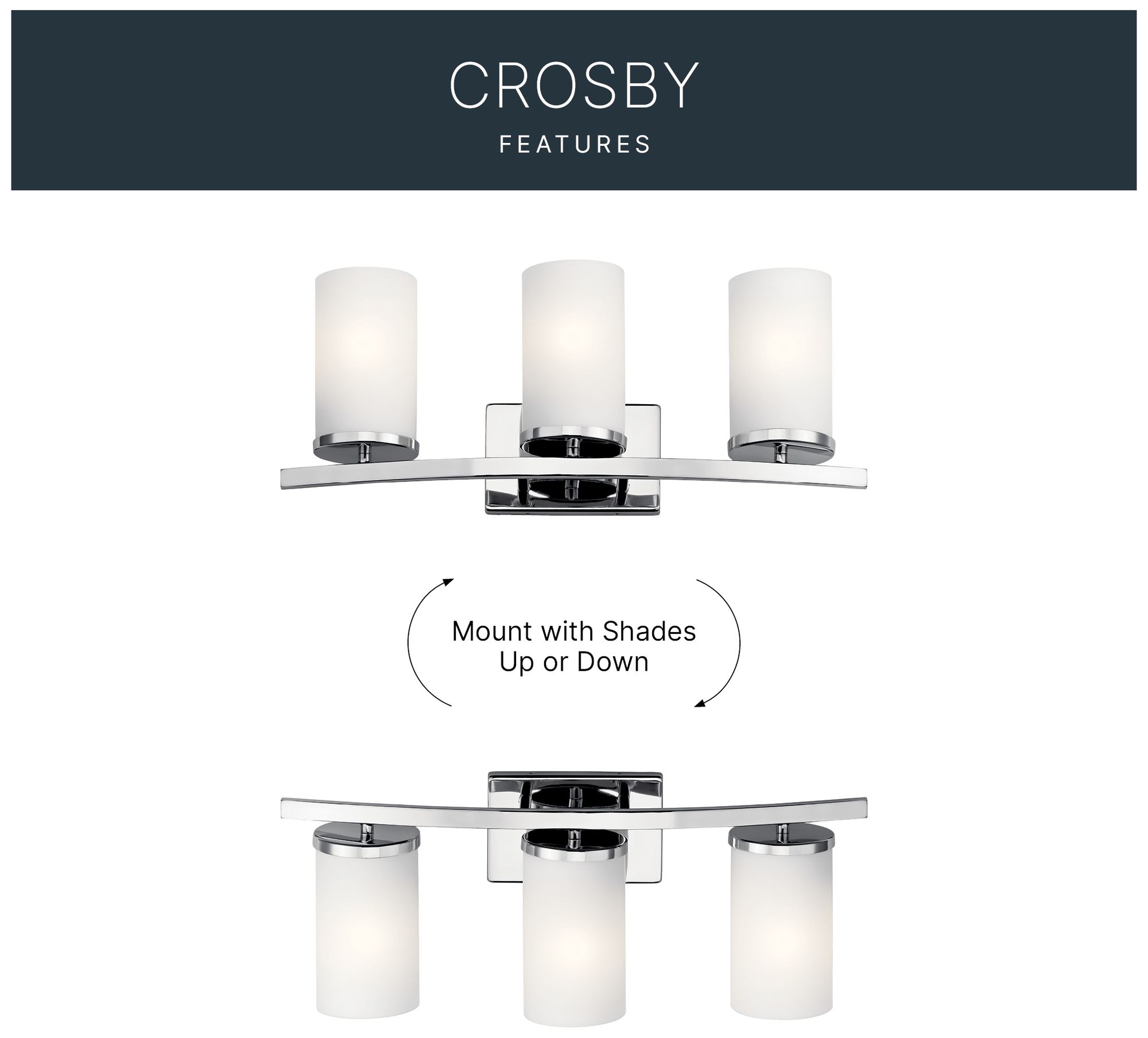Image 6 Kichler Crosby 23" Contemporary Chrome and Glass 3-Light Bath Light more views