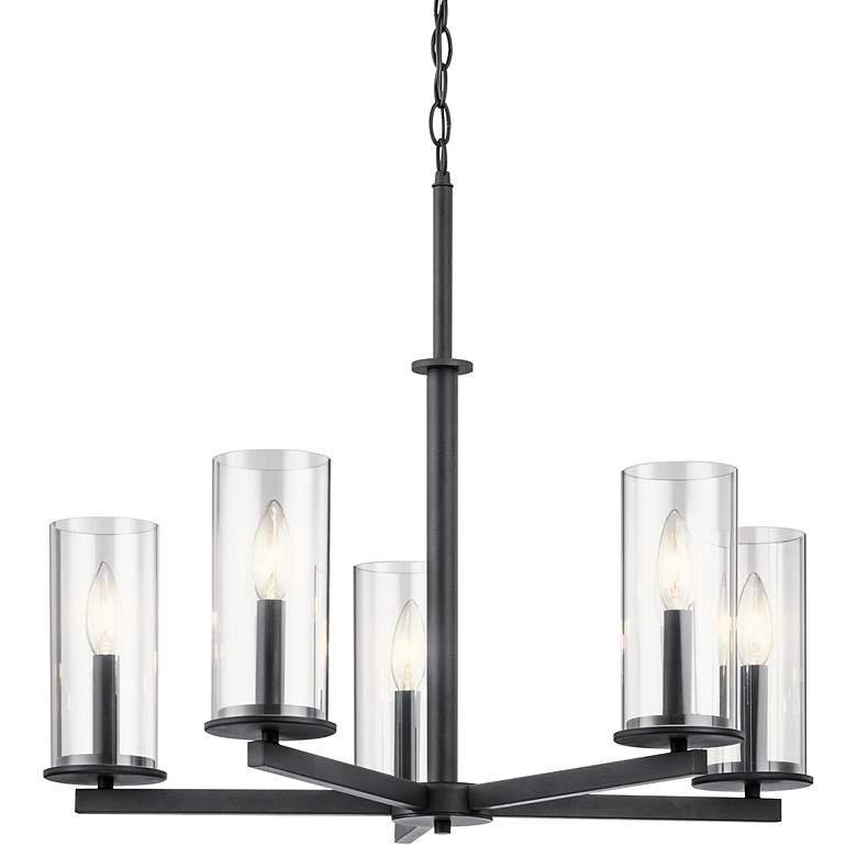 Image 1 Kichler Crosby 26 1/4" Wide 5-Light Clear Glass and Black Chandelier