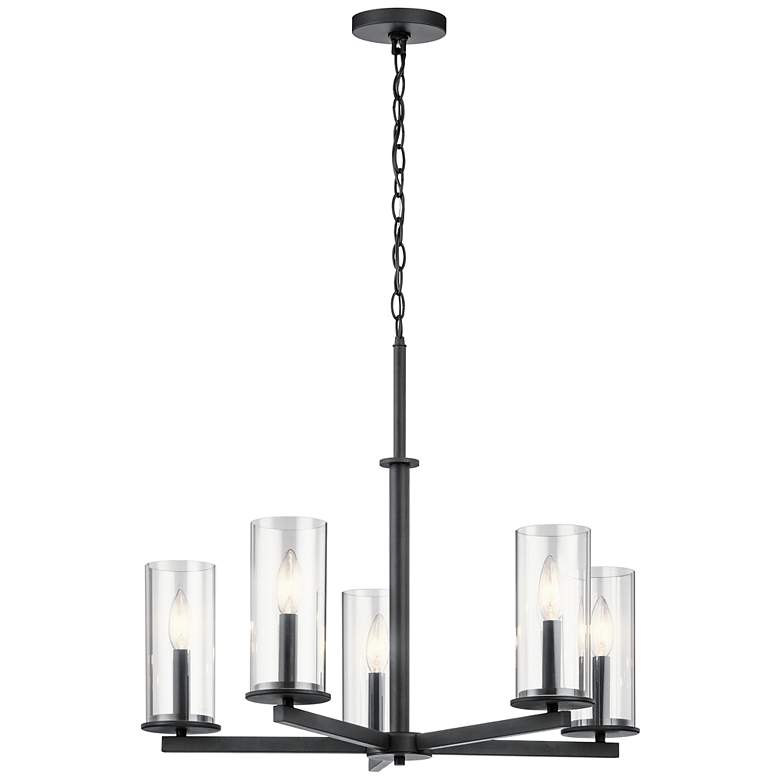 Image 1 Kichler Crosby 26 1/4" Wide 5-Light Clear Glass and Black Chandelier