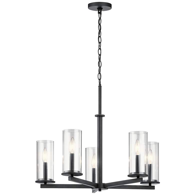 Image 1 Kichler Crosby 26 1/4 inch Wide 5-Light Clear Glass and Black Chandelier