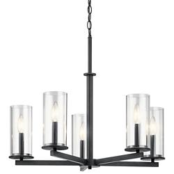 Kichler Crosby 26 1/4&quot; Wide 5-Light Clear Glass and Black Chandelier