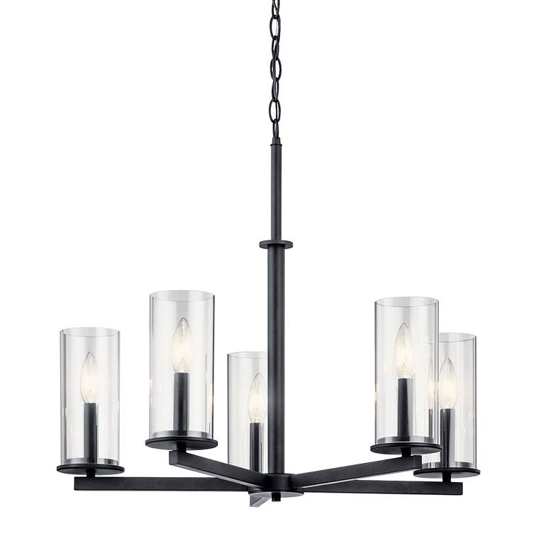Image 2 Kichler Crosby 26 1/4" Wide 5-Light Clear Glass and Black Chandelier more views