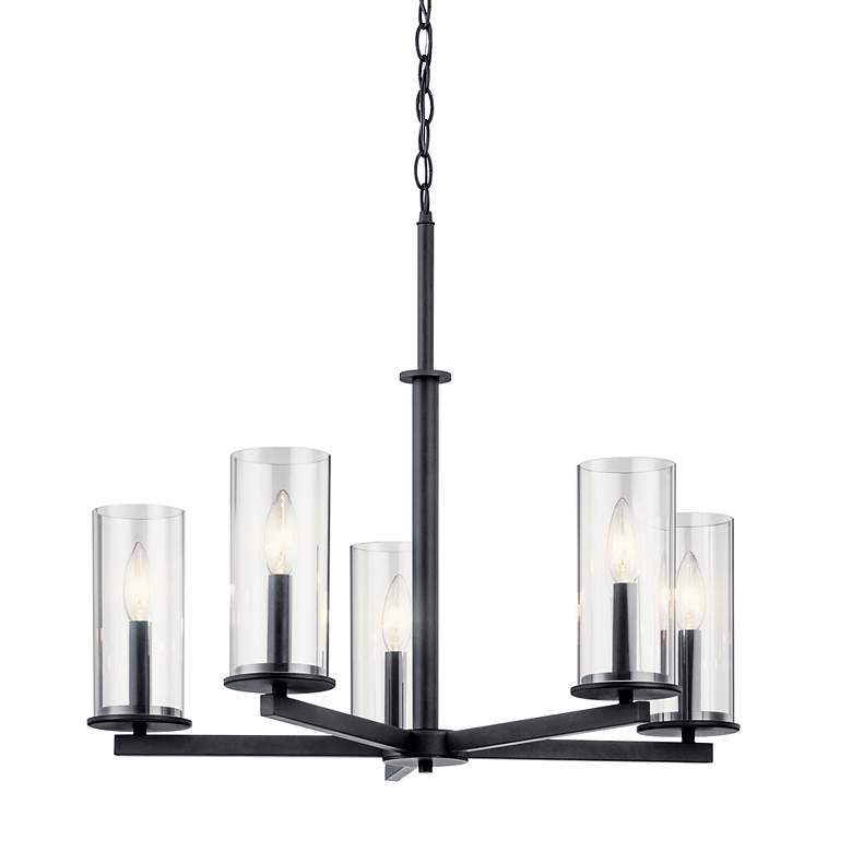 Image 2 Kichler Crosby 26 1/4 inch Wide 5-Light Clear Glass and Black Chandelier more views