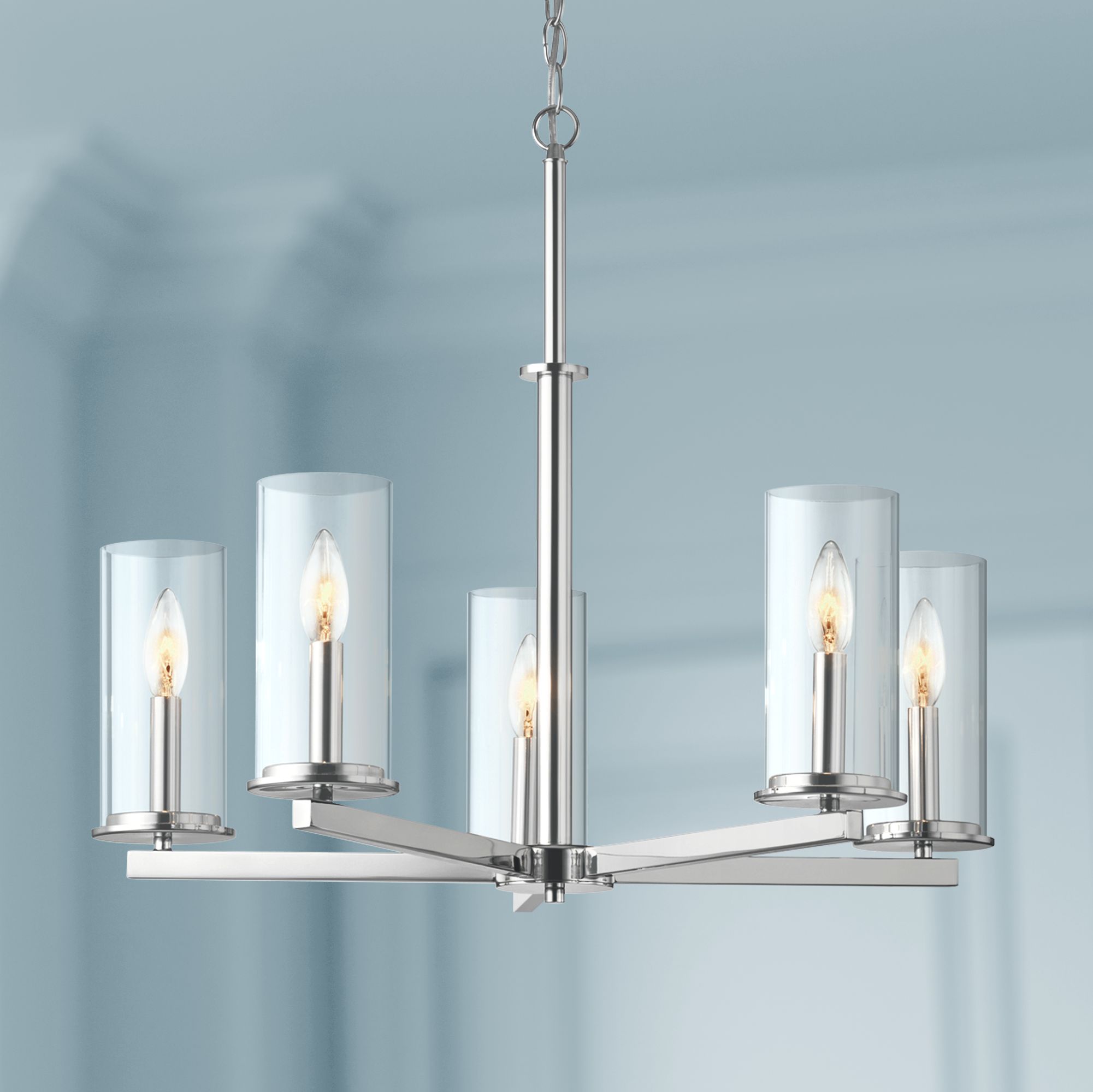 chrome 5 light chandelier