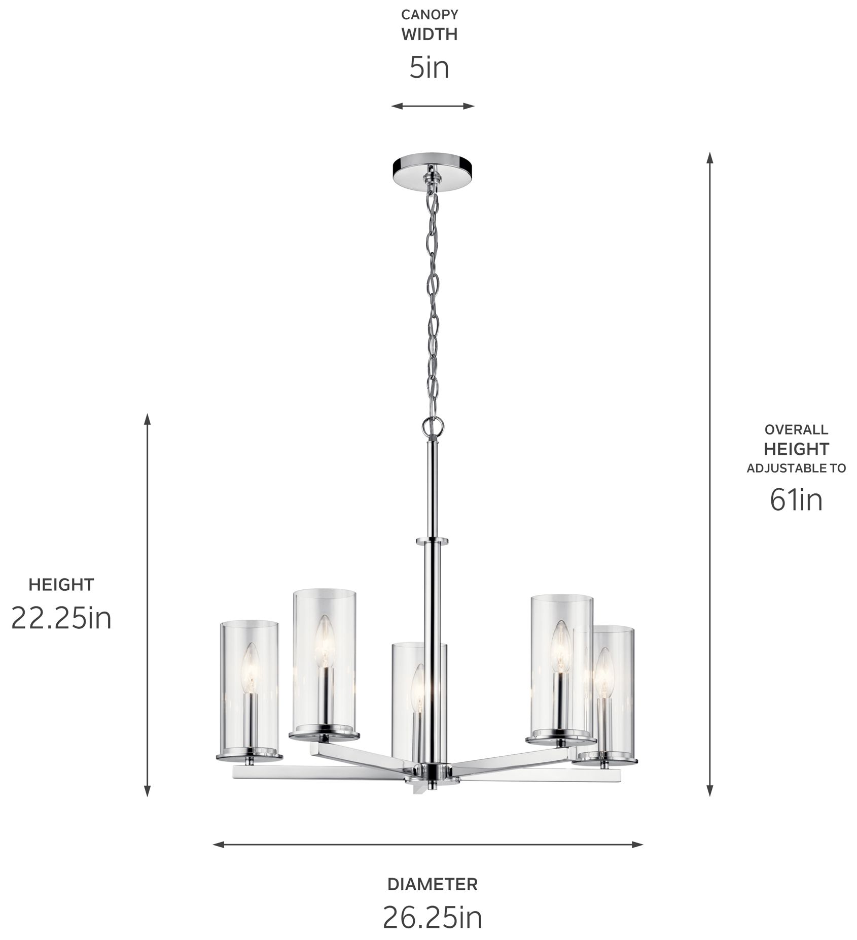 Image 5 Kichler Crosby 26 1/4" Wide Dual-Chrome 5-Light Chandelier more views