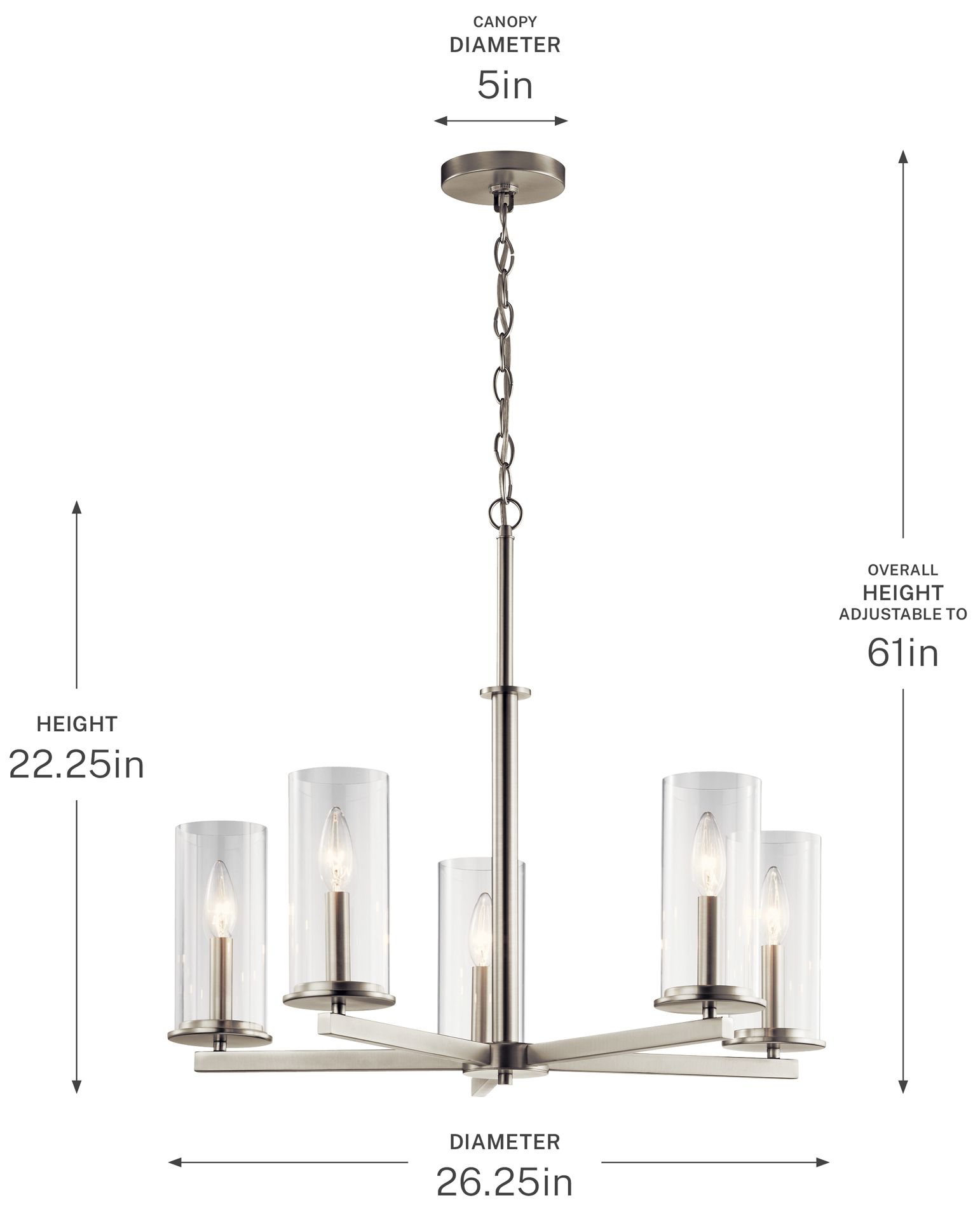 Kichler Crosby 26 1/4"W Brushed Nickel 5-Light Chandelier in scene