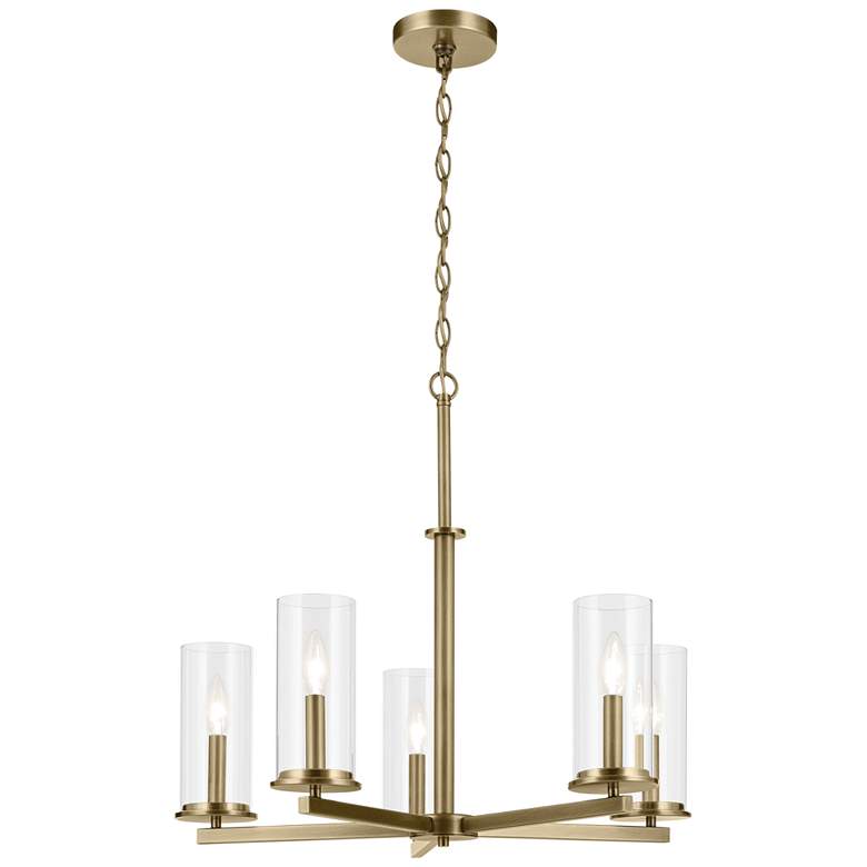 Image 1 Kichler Crosby 26 1/4"W Natural Brass 5-Light Chandelier