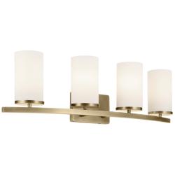 Kichler Crosby 31 1/4" Natural Brass Opal White Glass Bath Light