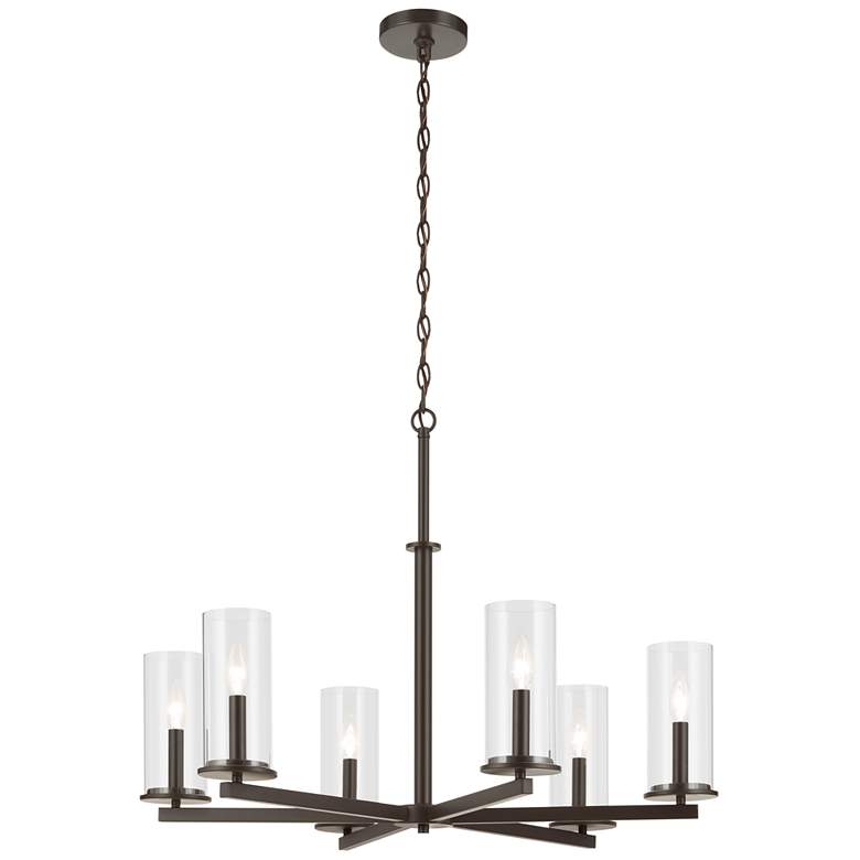 Image 1 Kichler Crosby 32 1/4" 6-Light Olde Bronze Clear Glass Chandelier