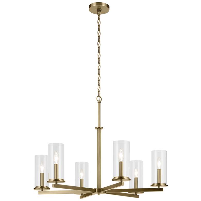 Image 1 Kichler Crosby 32 1/4" Wide Brass 6-Light Chandelier
