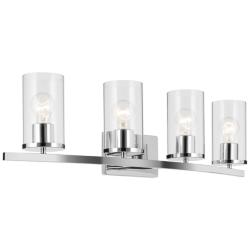 Kichler Crosby 32" Wide 4-Light Chrome Linear Clear Bath Light Fixture