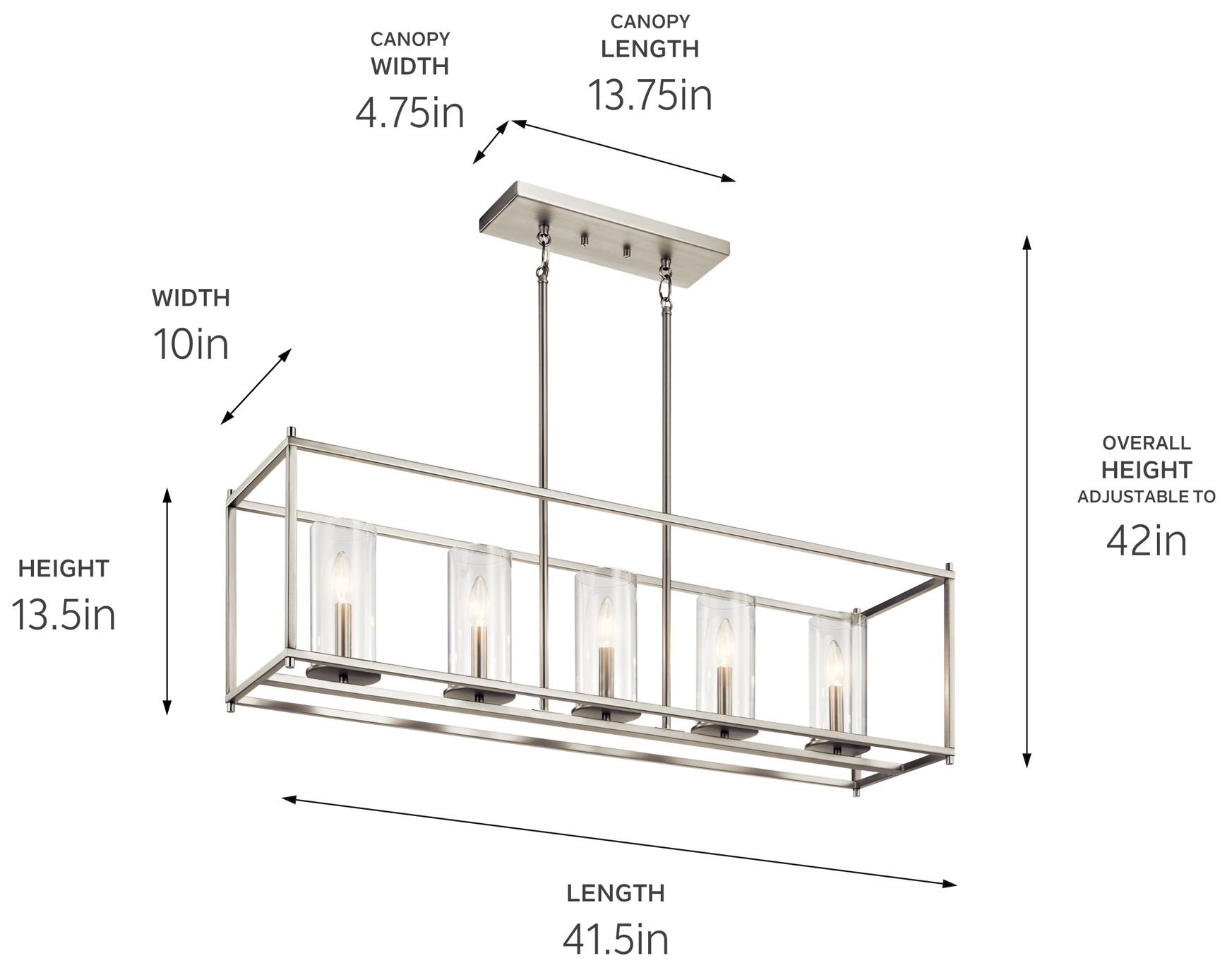 Kichler Crosby 41 1/4" Wide Brushed Nickel 5-Light Island Pendant