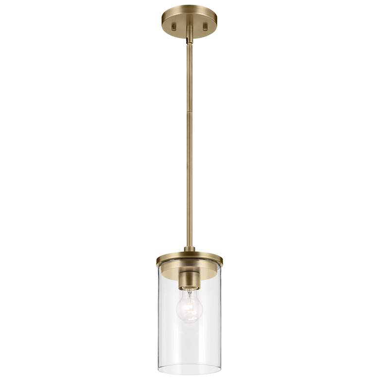 Image 1 Kichler Crosby 5" Wide Natural Brass and Clear Glass Mini Pendant