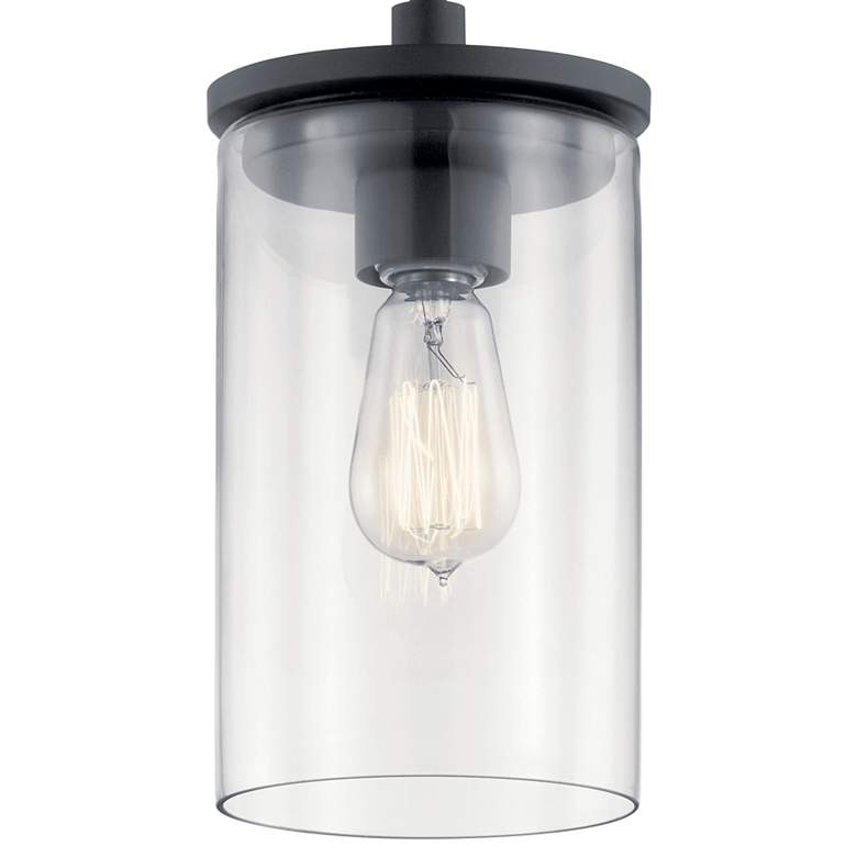 Image 2 Kichler Crosby 6 inch Wide Black Cylindrical Mini Pendant Light more views