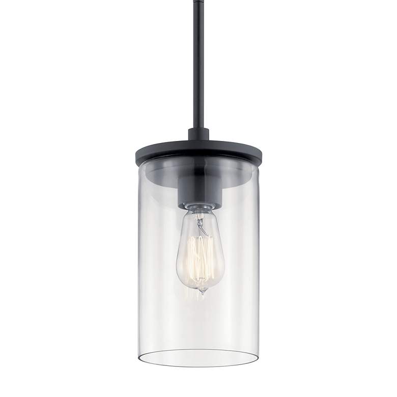 Image 2 Kichler Crosby 6 inch Wide Black Cylindrical Mini Pendant Light more views