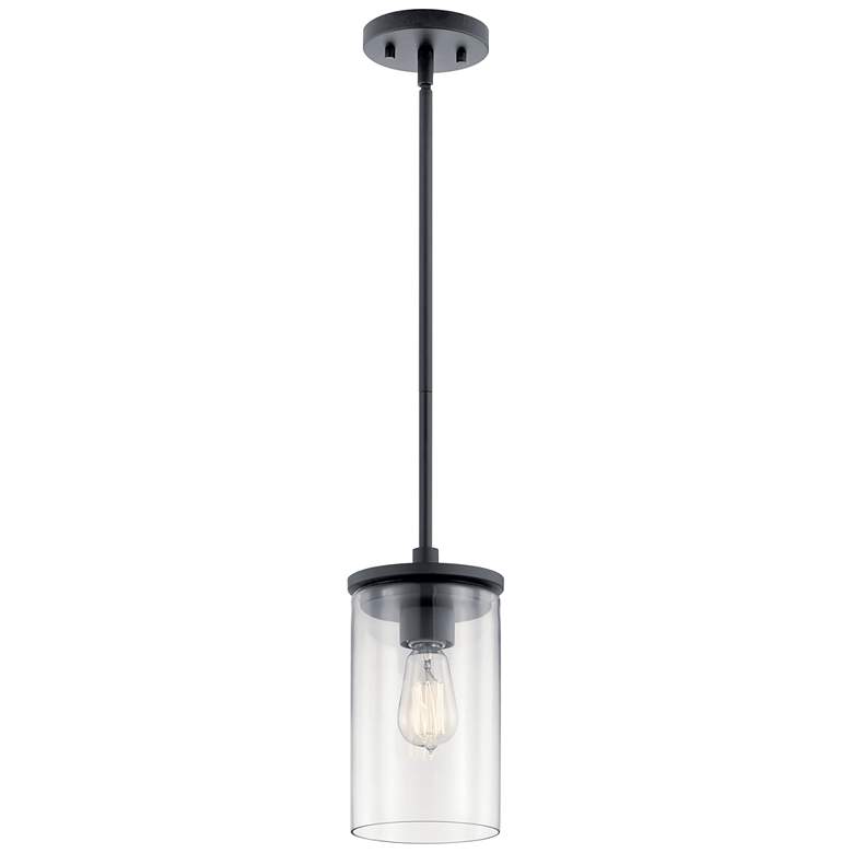 Image 3 Kichler Crosby 6 inch Wide Black Cylindrical Mini Pendant Light more views