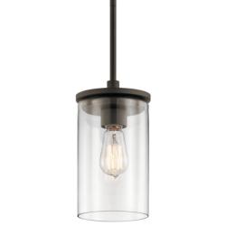 Kichler Crosby 6" Wide Olde Bronze 1-Light Clear Glass Mini Pendant