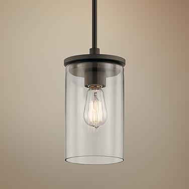 Kichler Crosby 6" Wide Olde Bronze 1-Light Clear Glass Mini Pendant