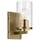 Kichler Crosby 9 1/4" High Brass and Clear Glass Cylinder Wall Sconce