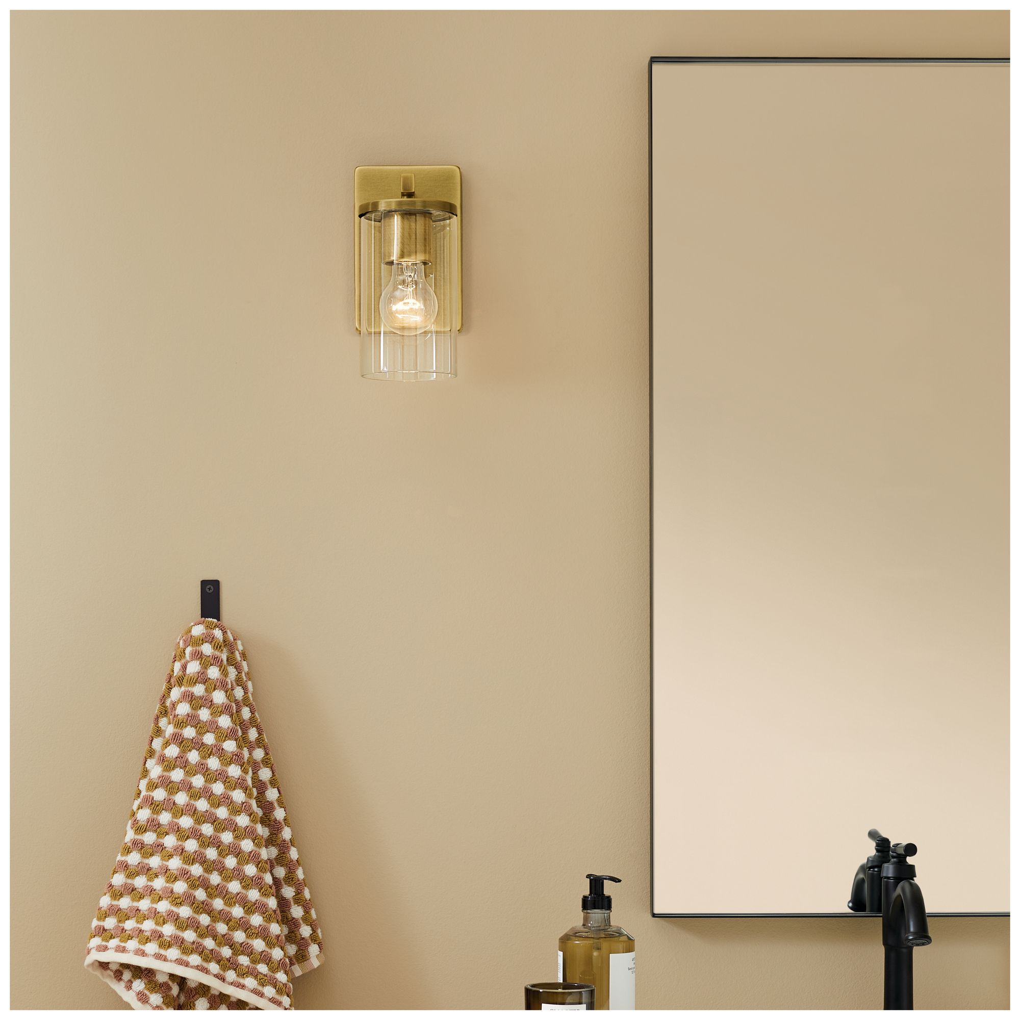Image 2 Kichler Crosby 9 1/4" High Brass and Clear Glass Cylinder Wall Sconce more views