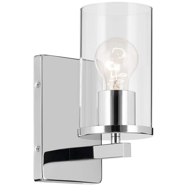 Image 1 Kichler Crosby 9 1/4" High Chrome and Clear Glass Cylinder Wall Sconce