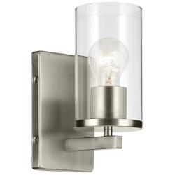 Kichler Crosby 9 1/4" High Nickel and Clear Glass Cylinder Wall Sconce