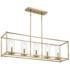 Kichler Crosby Natural Brass Rectangle Clear Linear Chandelier 5Lt