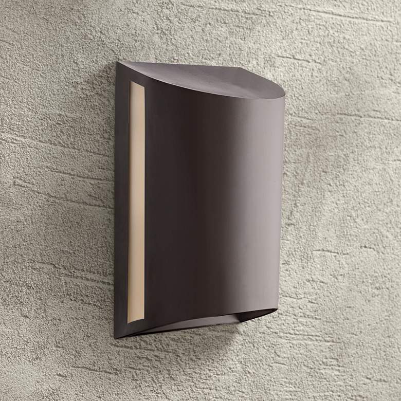 Image 1 Kichler Curve Architectural Bronze 12" Outdoor Wall Light