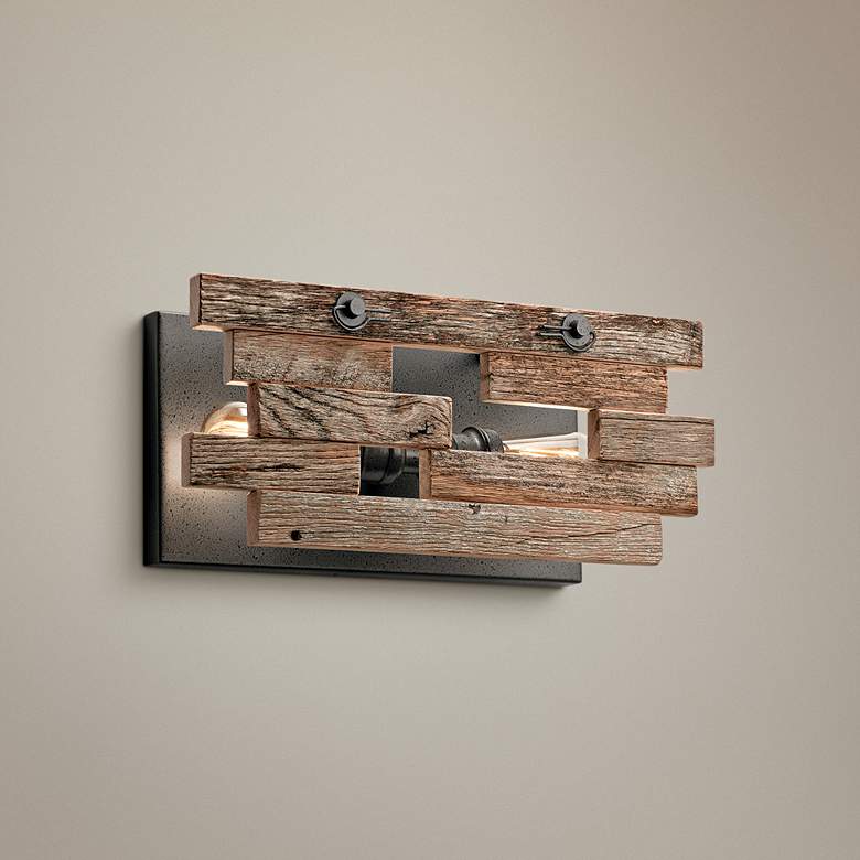 Image 1 Kichler Cuyahoga Mill 7 1/2"H Anvil Iron 2-Light Wall Sconce