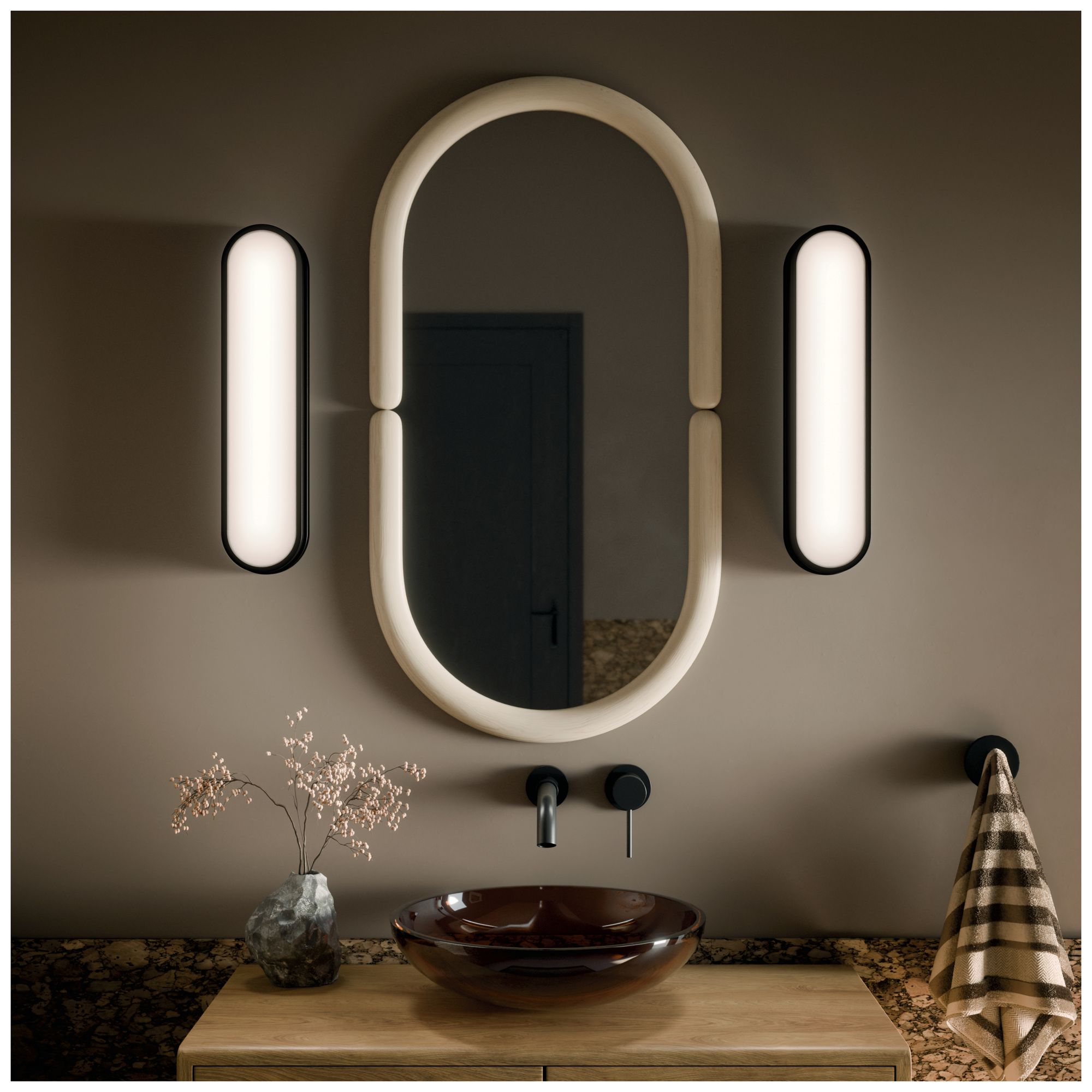 Image 2 Kichler Daines 18.75" LED Bath Bar with White Glass in Black more views