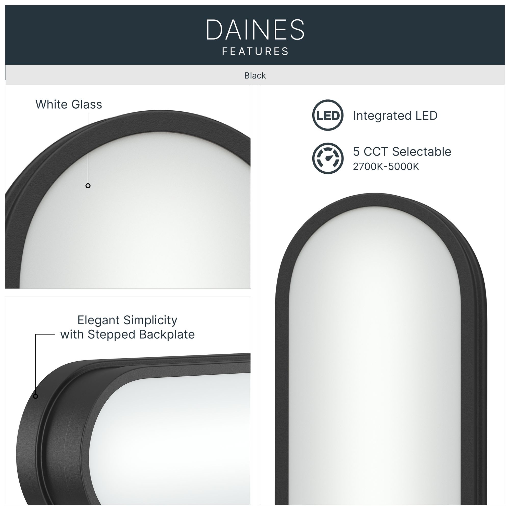 Image 3 Kichler Daines 18.75" LED Bath Bar with White Glass in Black more views
