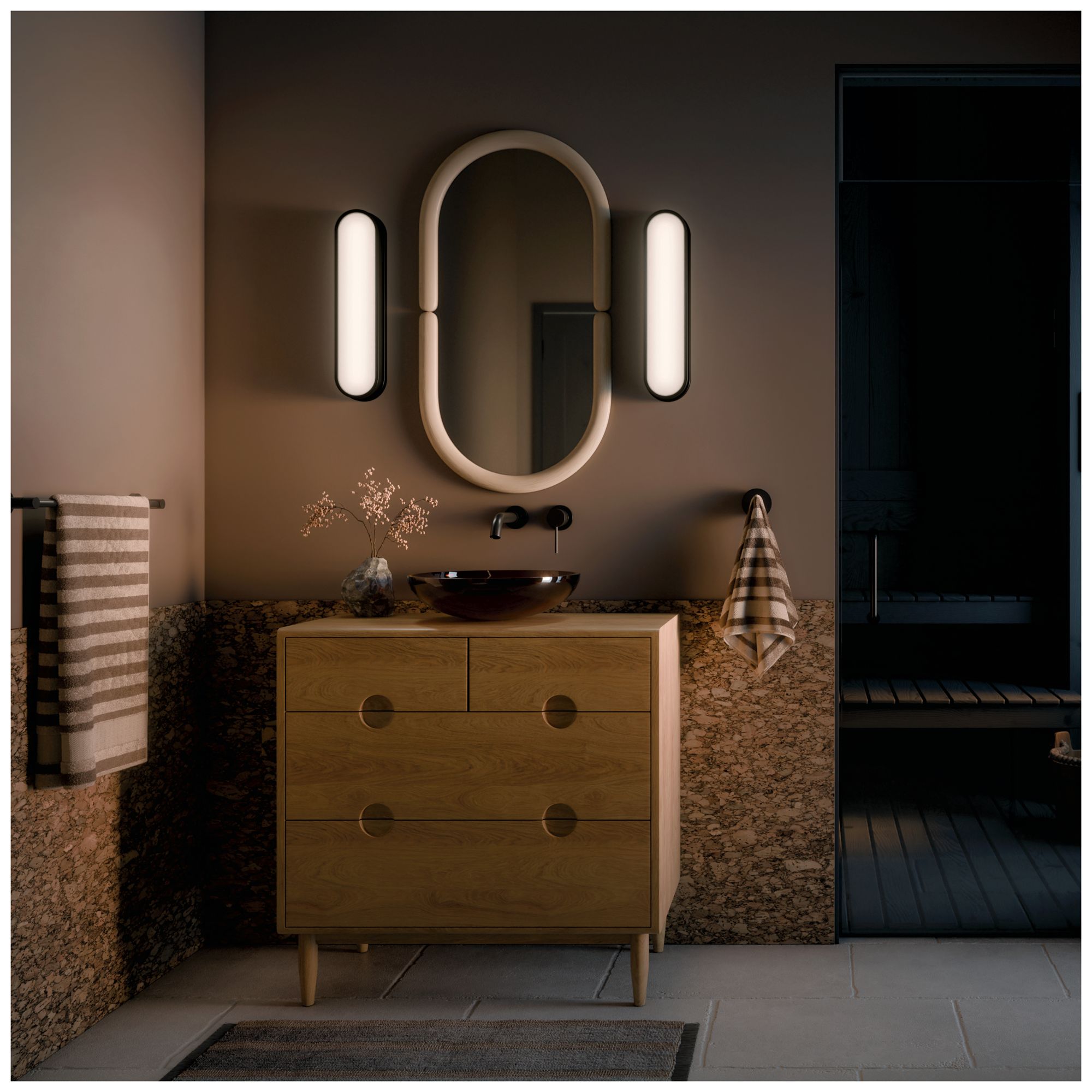 Image 7 Kichler Daines 18.75" LED Bath Bar with White Glass in Black more views
