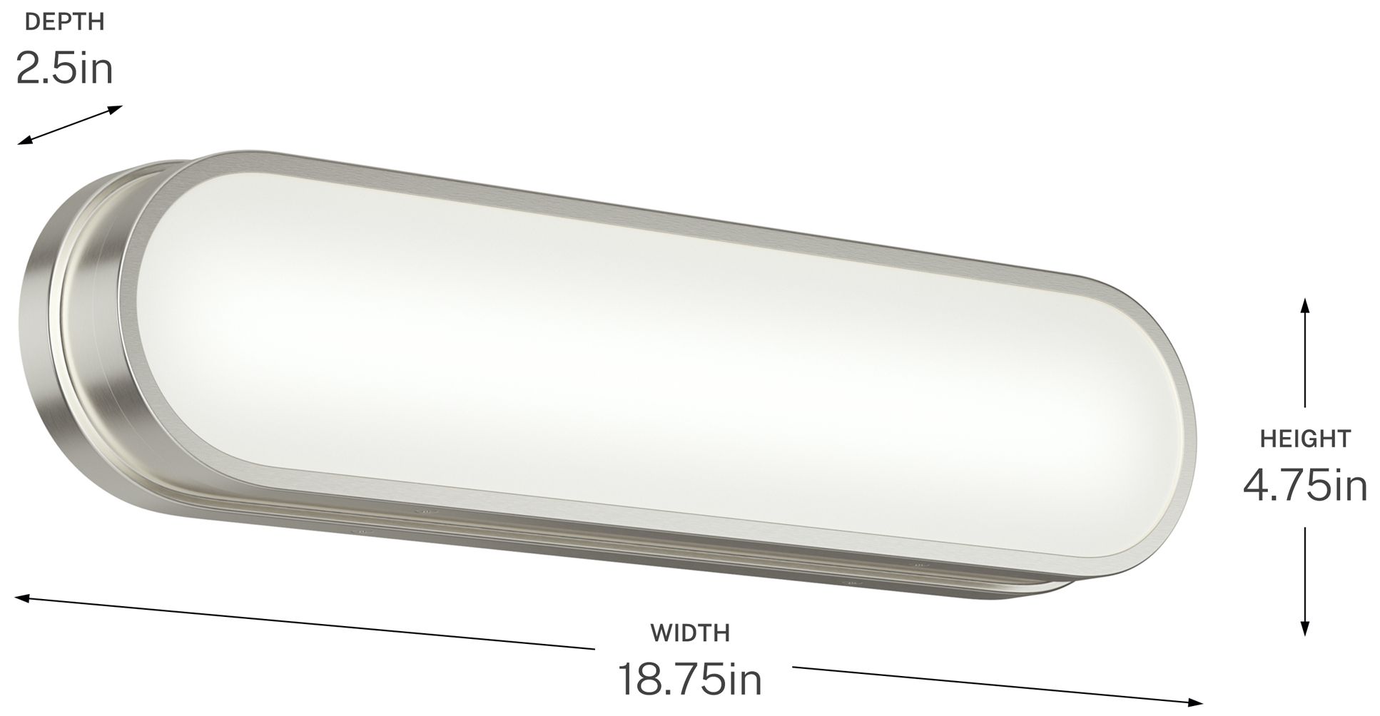 Kichler Daines 18.75" LED Bath Bar with White Glass in Brushed Nickel