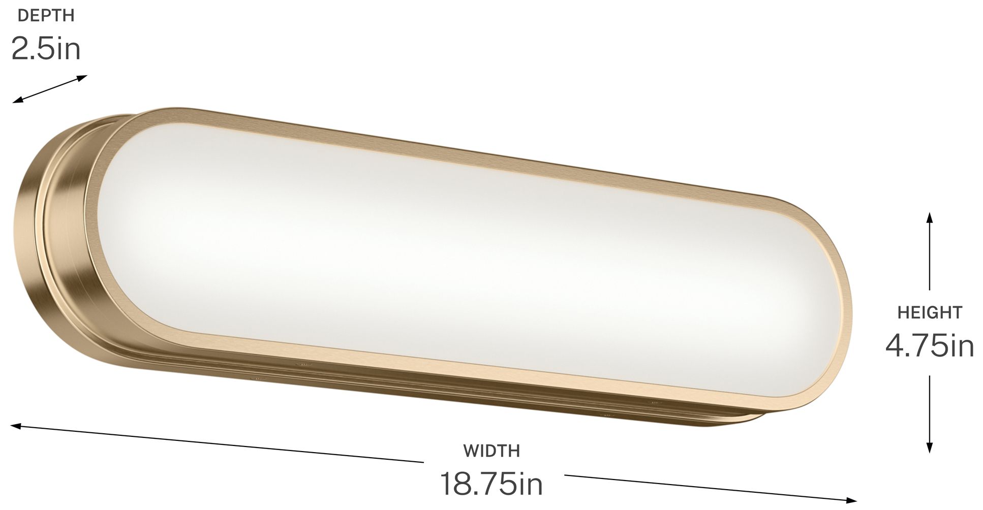 Kichler Daines 18.75" LED Bath Bar with White Glass in Champagne Bronze