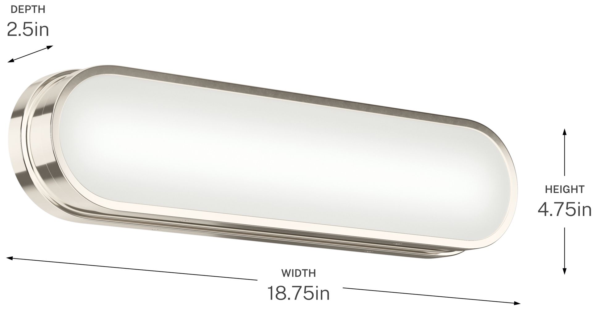 Kichler Daines 18.75" LED Bath Bar with White Glass in Polished Nickel