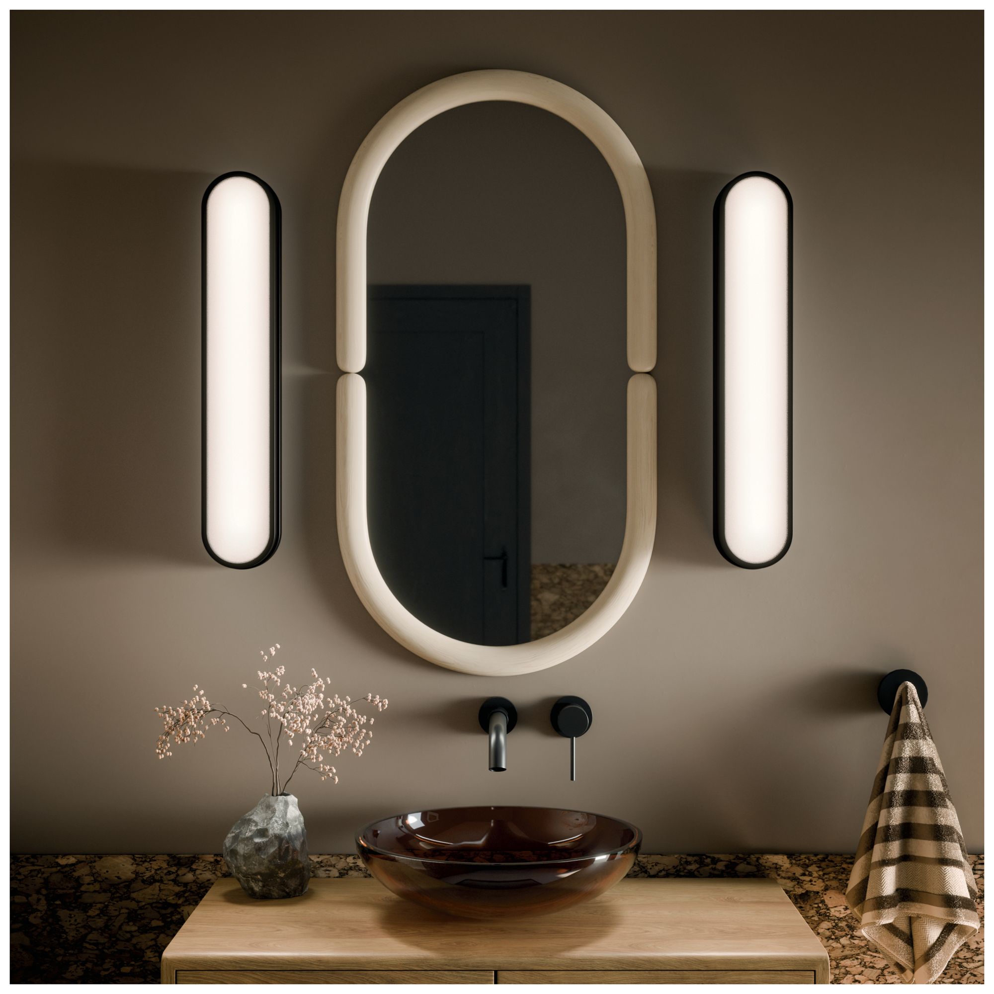 Image 2 Kichler Daines 24.75" LED Bath Bar with White Glass in Black more views
