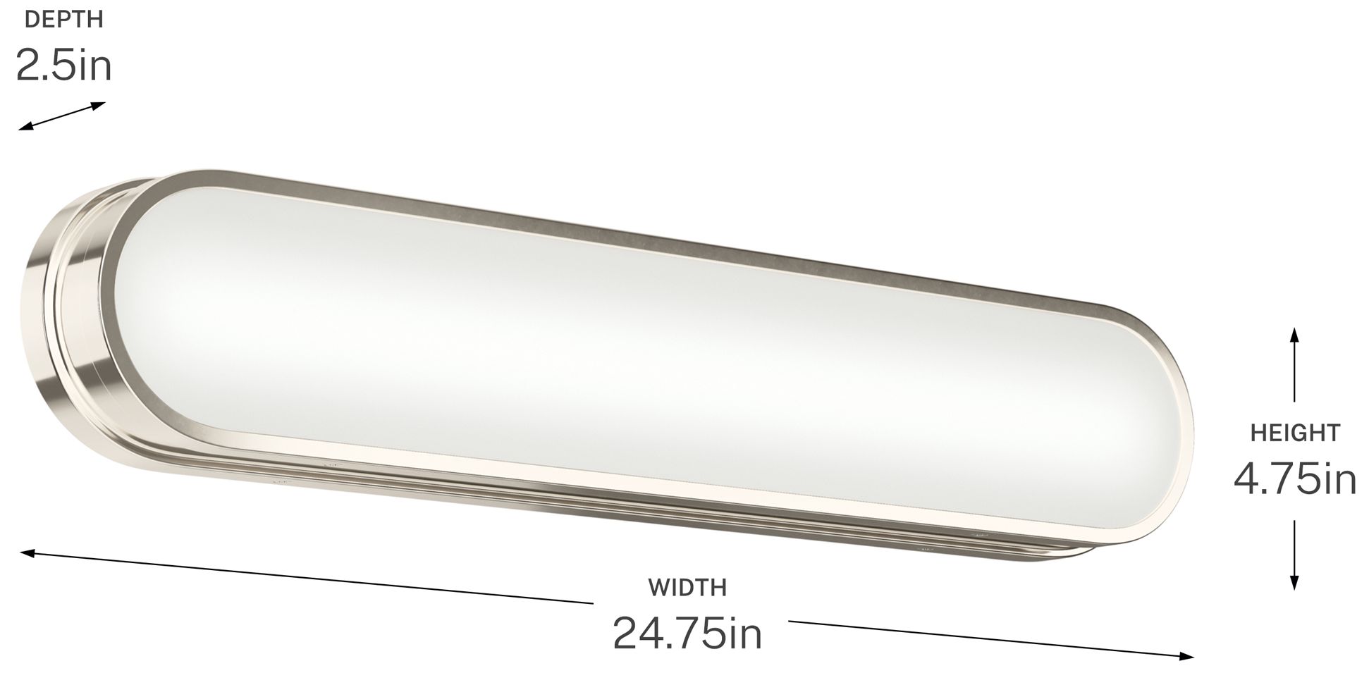 Kichler Daines 24.75" LED Bath Bar with White Glass in Polished Nickel