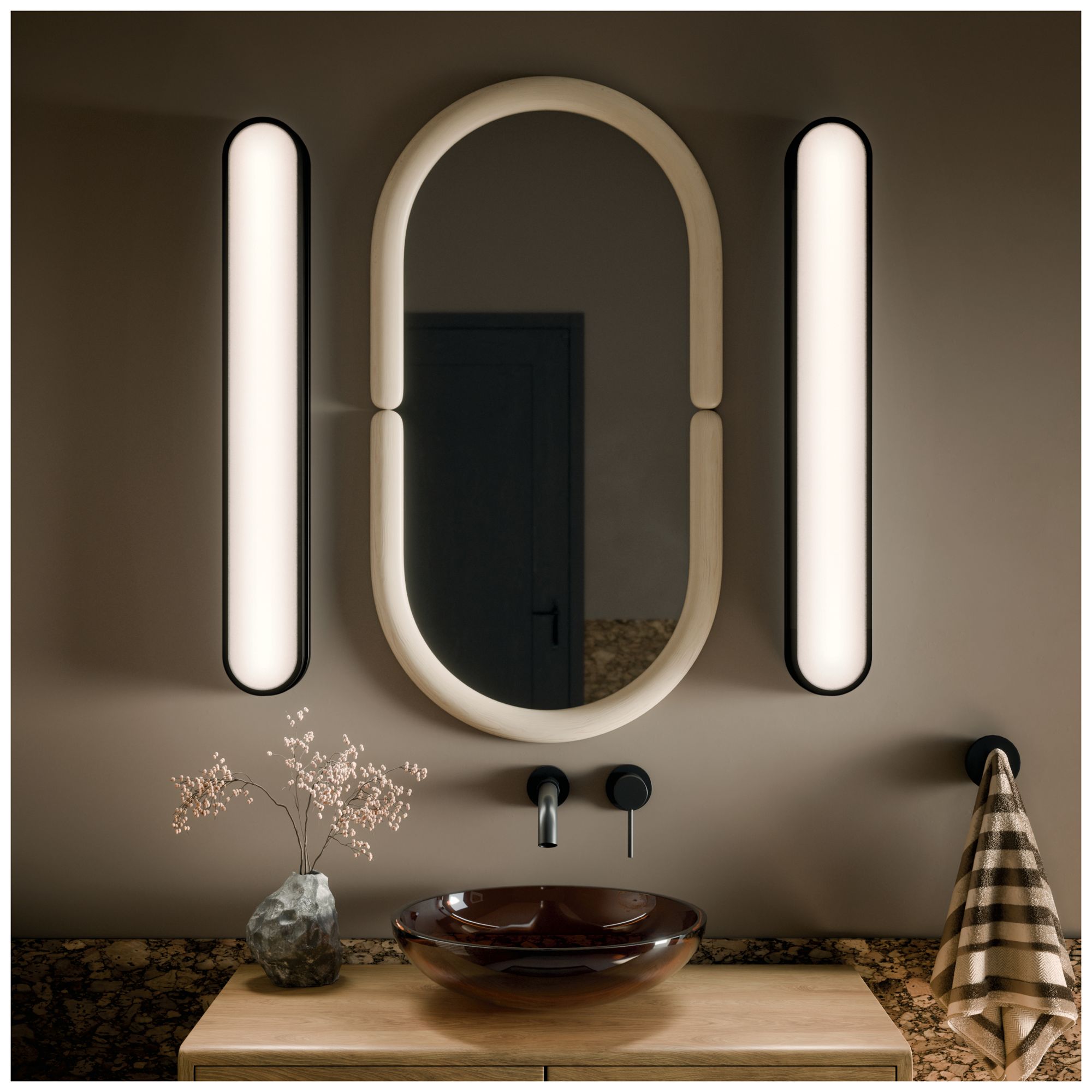 Image 2 Kichler Daines 32.75" LED Bath Bar with White Glass in Black more views