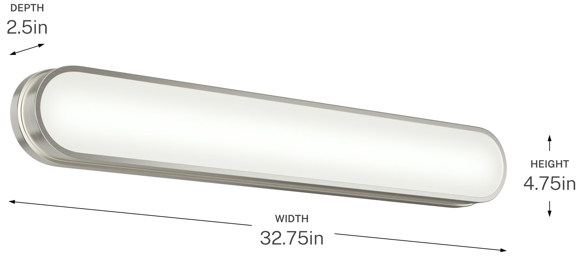 Kichler Daines 32.75" LED Bath Bar with White Glass in Brushed Nickel