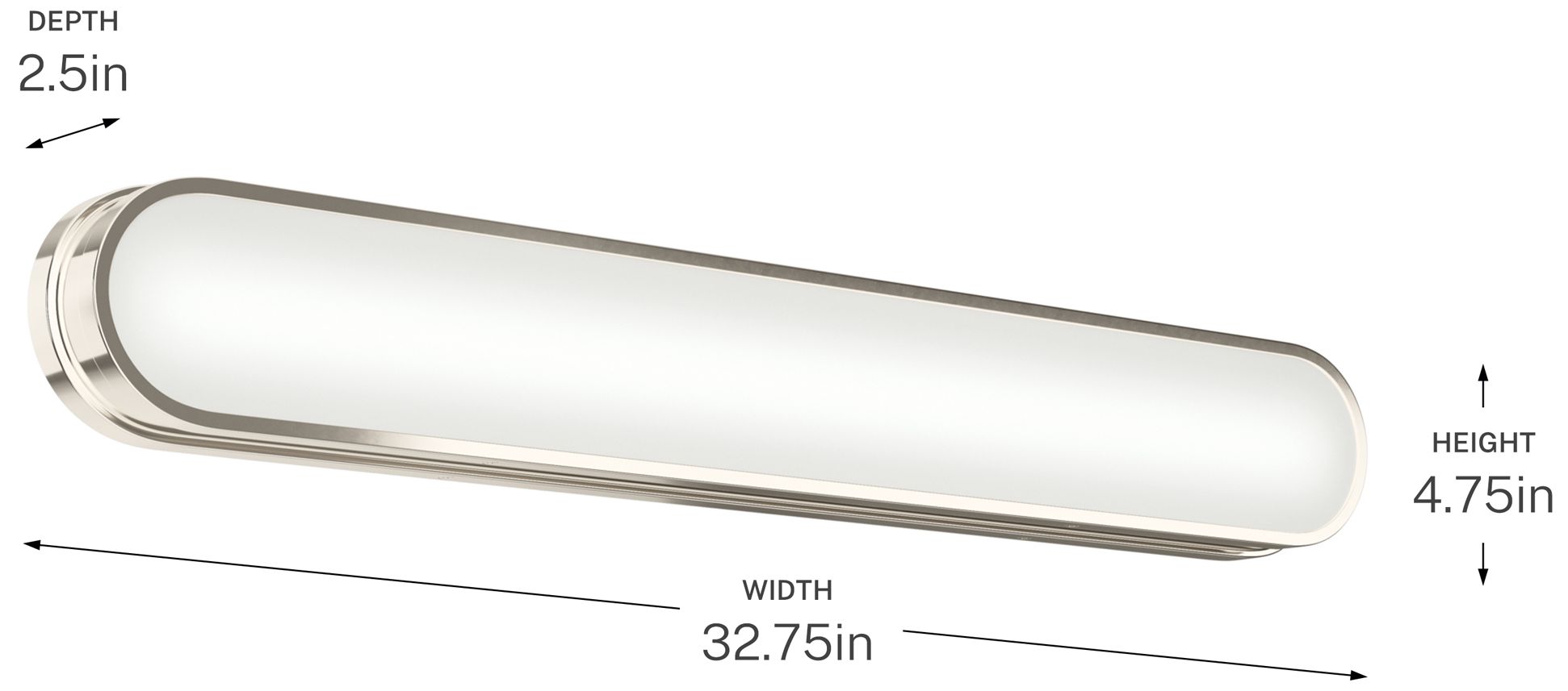 Kichler Daines 32.75" LED Bath Bar with White Glass in Polished Nickel