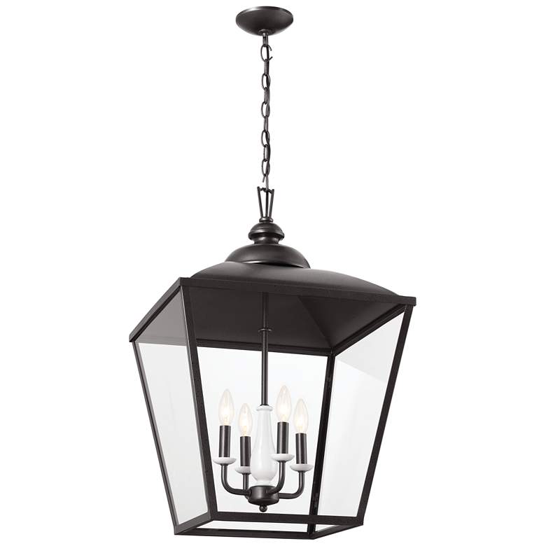Image 1 Kichler Dame 18.5" Clear Glass and Anvil Iron Hanging Outdoor Lantern