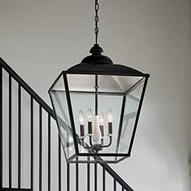 Image1 of Kichler Dame 18.5" Clear Glass and Anvil Iron Hanging Outdoor Lantern