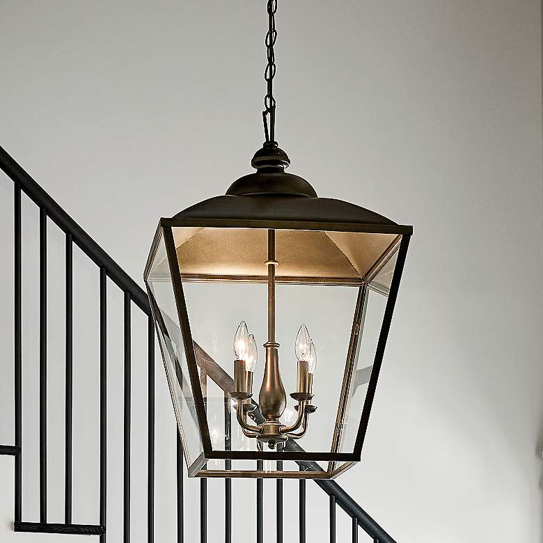 Image 1 Kichler Dame 18 1/2" Bronze Clear Glass Outdoor Hanging Carriage Light