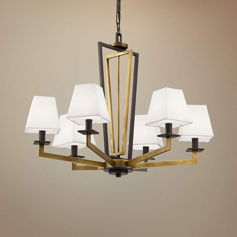 Image 1 Kichler Dancar 28 inch Wide Natural Brass 6-Light Chandelier