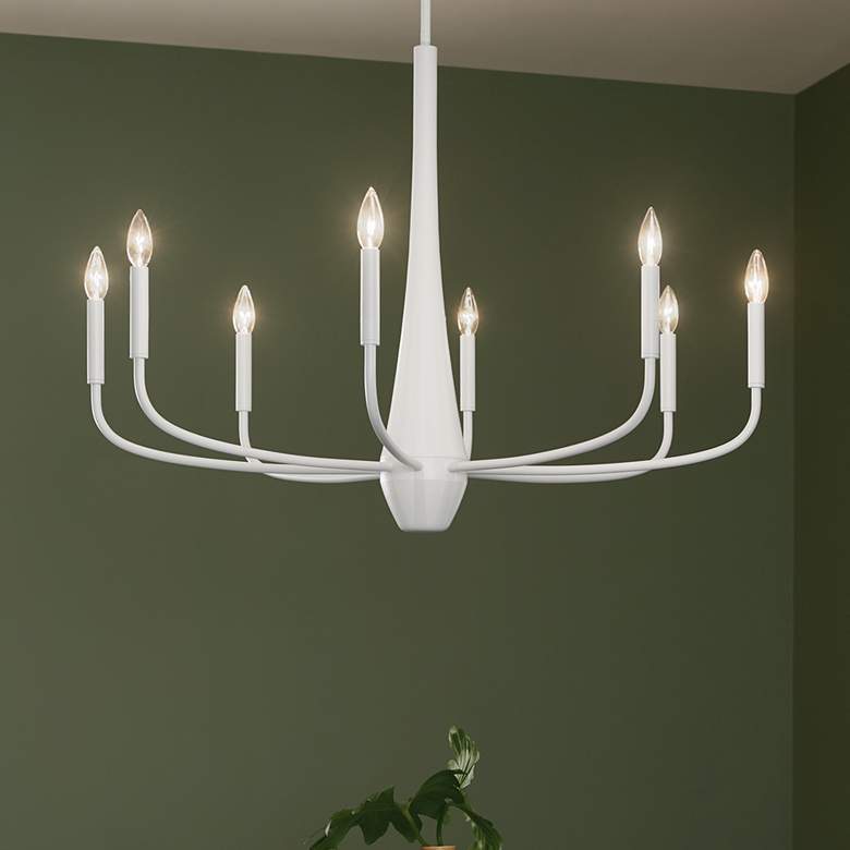 Image 1 Kichler Deela 36 Inch 8 Light Chandelier in White